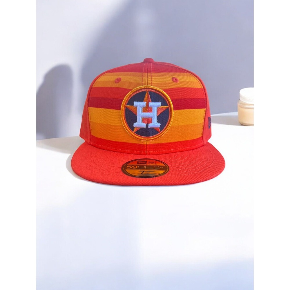 New Era Orange Houston Astros 59FIFTY Sz 7.5 / 59.6 cm Fitted Hat NEW - Picture 2 of 8